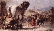 TIEPOLO, Giovanni Domenico The Procession of the Trojan Horse in Troy e oil painting artist